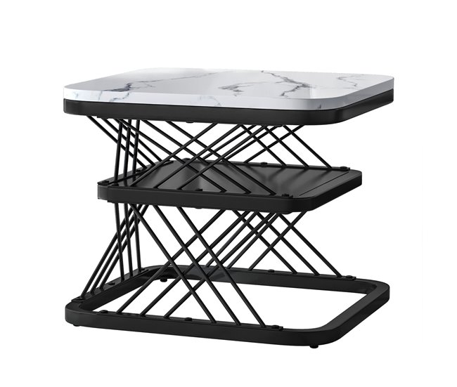 Mesa de centro, mesa de sala, mesa de sofá. 60x45 Branco/ Preto
