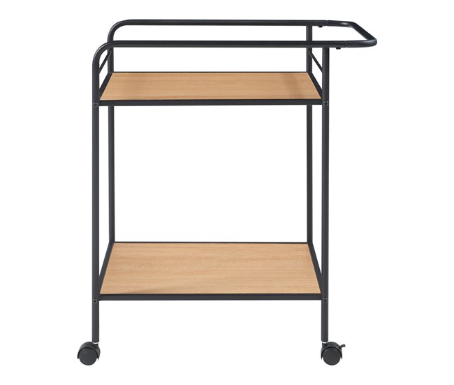 [en.casa] Carro de serviço Hole com 2 prateleiras em metal MDF 62 Preto