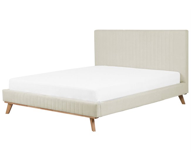 Beliani Cama com estrado Chenille TALENCE 198x218 Bege