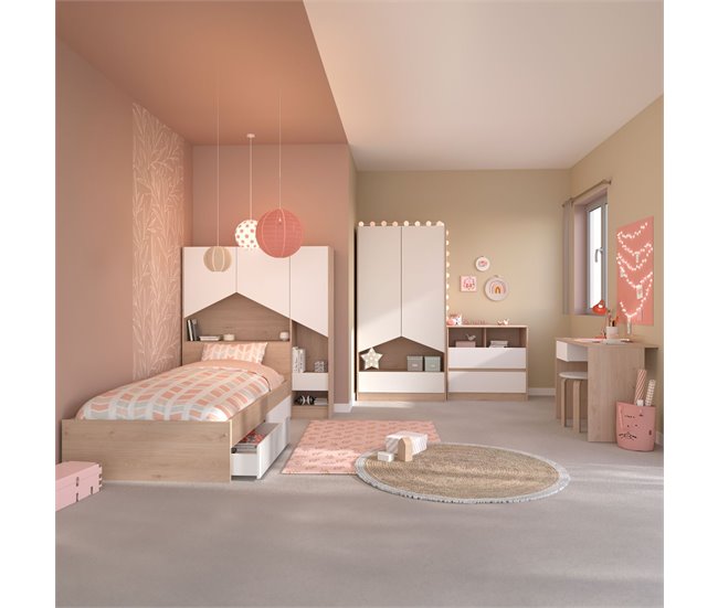 Pacote de 2 gavetas inferiores para cama infantil estilo nórdico Branco