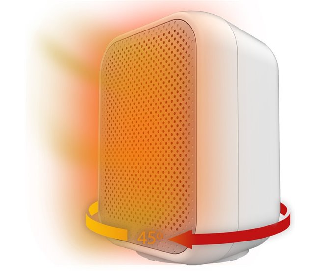 Cecotec Aquecedor cerâmico de mesa com 1500 W, função Oscilação, termóstato ajustável e 3 modos de funcionamento. Branco