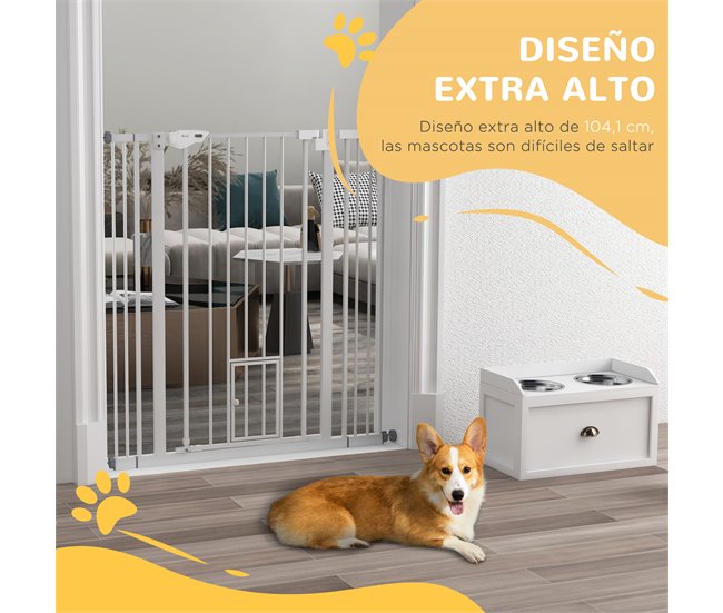 Barreira de Segurança Cães Aço e Plástico PawHut Branco
