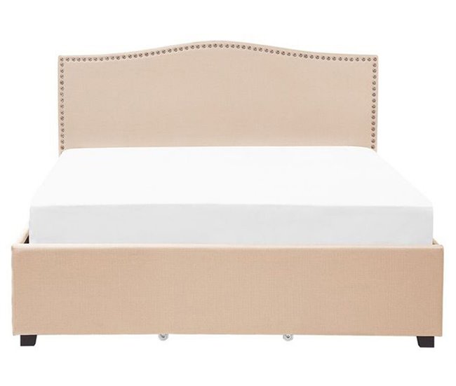 Beliani Cama com armazenamento Poliéster MONTPELLIER 167x213 Bege