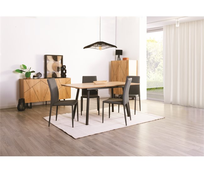 Conjunto de mesa e quatro cadeiras LOTTO wengué Wengue