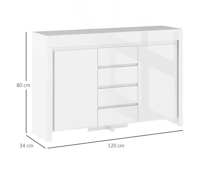 Aparador MDF e Melamina de Madeira HOMCOM Branco