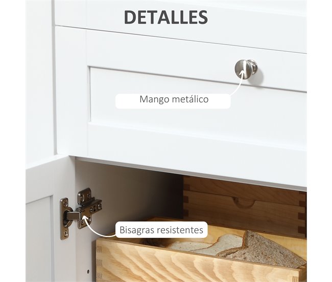 Aparador de Cozinha MDF e Vidro Temperado HOMCOM, casa - cozinha 120 Branco