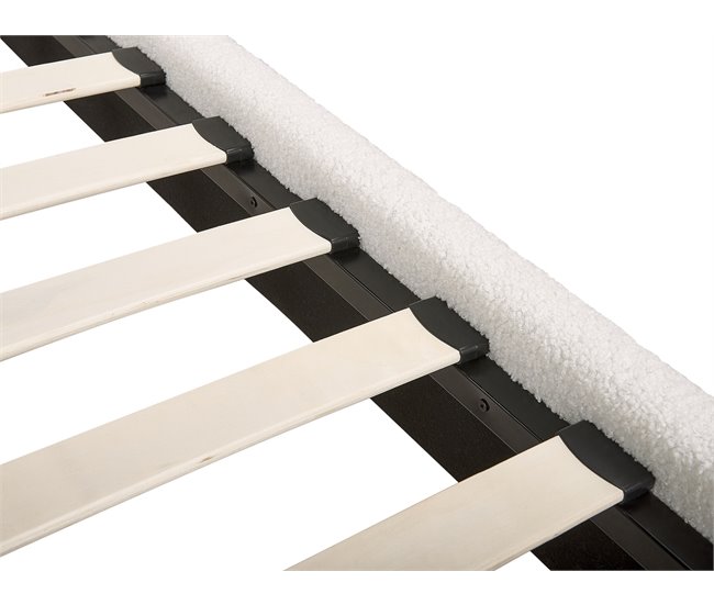 Beliani Cama com estrado Bouclé CORIO Branco/ Bege