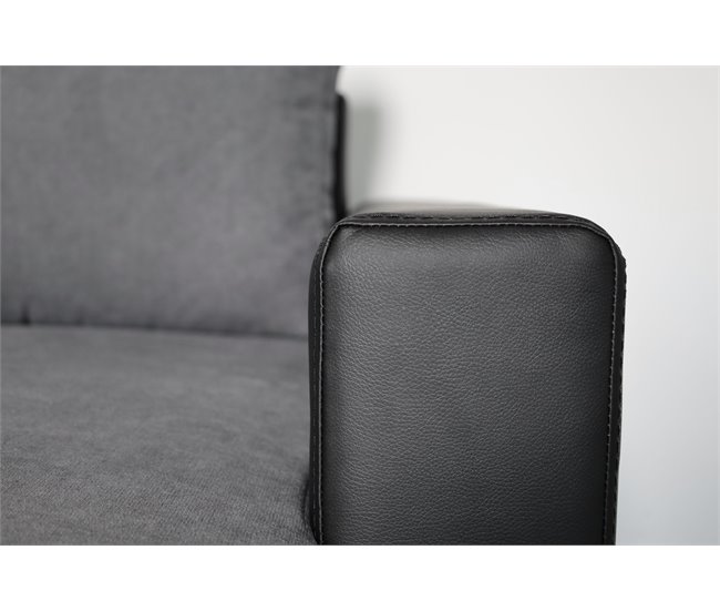 Sofá de canto U com cama 4 lugares e duas arcas GOLF cinza e preto Cinza