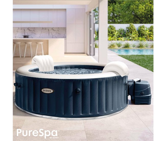 Spa jacuzzi inflável INTEX 4 pessoas Bubble Massage Navy Azul