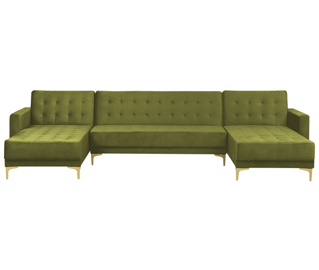 Beliani Sofá-cama Veludo ABERDEEN Verde