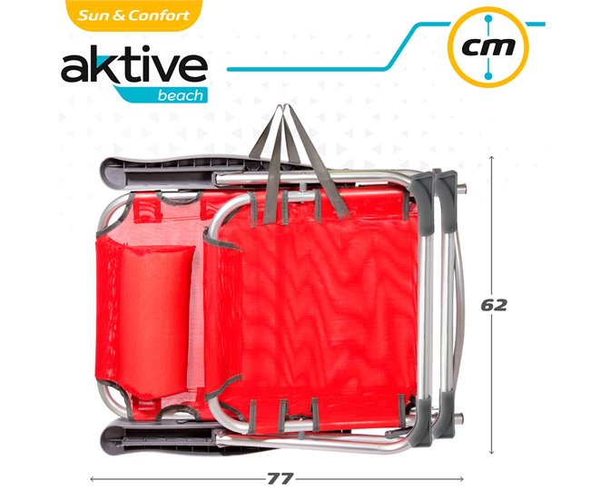 Aktive Pack poupança 2 cadeiras de praia Menorca multiposições Vermelho