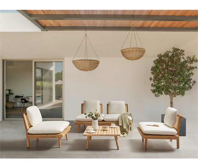 Beliani Conjunto lounge Madeira de acácia com certificado FSC® ACCADIA Bege