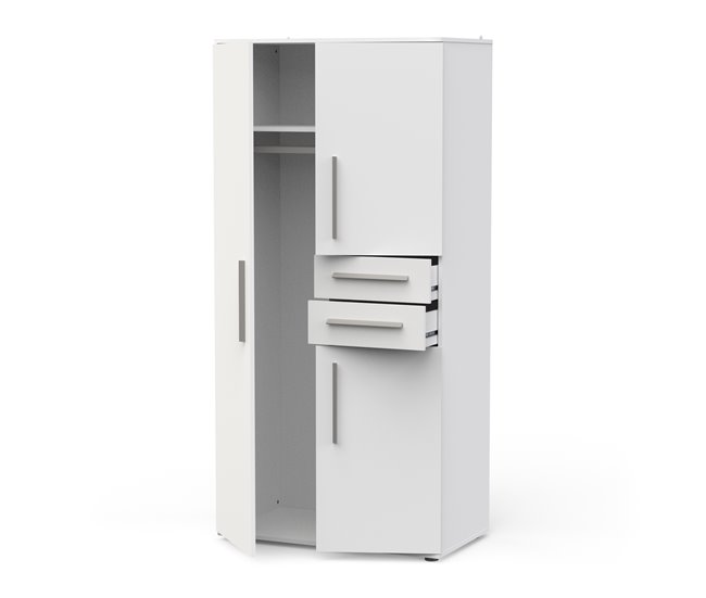 Roupeiro VERSATIL com 3 portas e 2 gavetas branco Branco