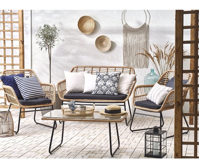Beliani Conjunto lounge Ratan sintético MINORI Bege