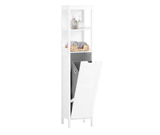 Armário alto de banho com 1 cesto e 2 prateleiras BZR123-W SoBuy Branco