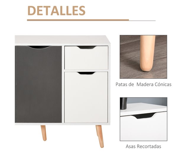 Aparador Melamina de Madeira HOMCOM Cinza