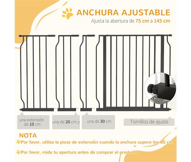Barreira de Segurança Cães Aço e ABS PawHut Preto