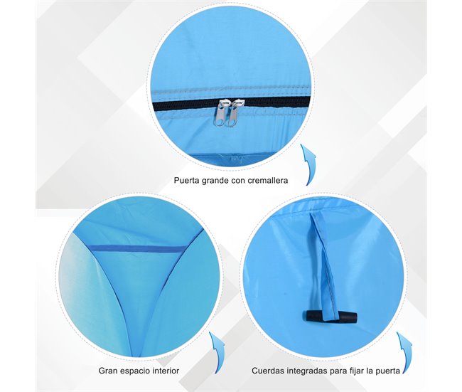 Barraca de banho Tecido de Poliéster 190T Outsunny Azul