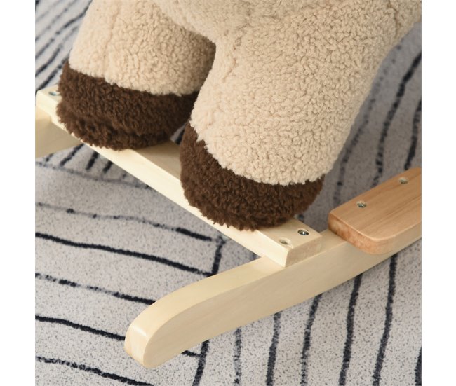 Baloiço para Bebé Madeira de Álamo, Metal e Pelúcia HOMCOM Castanho