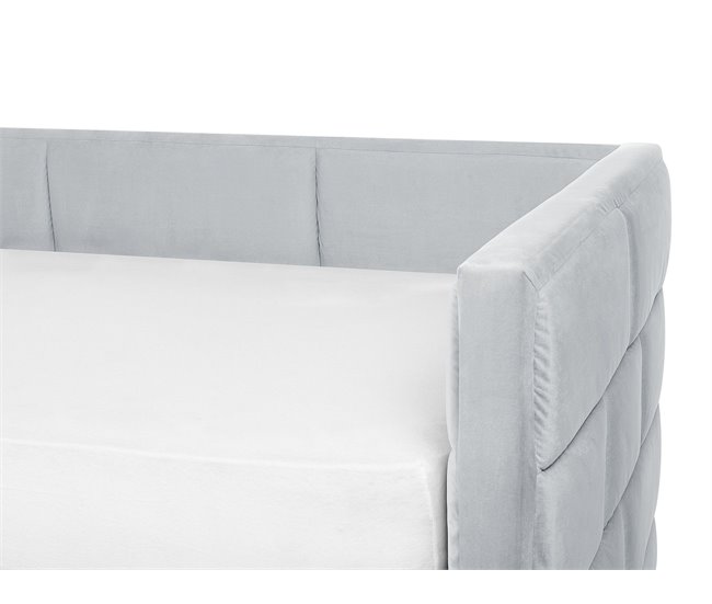 Beliani Cama com estrado Poliéster CHAVONNE 99x218 Cinza Claro