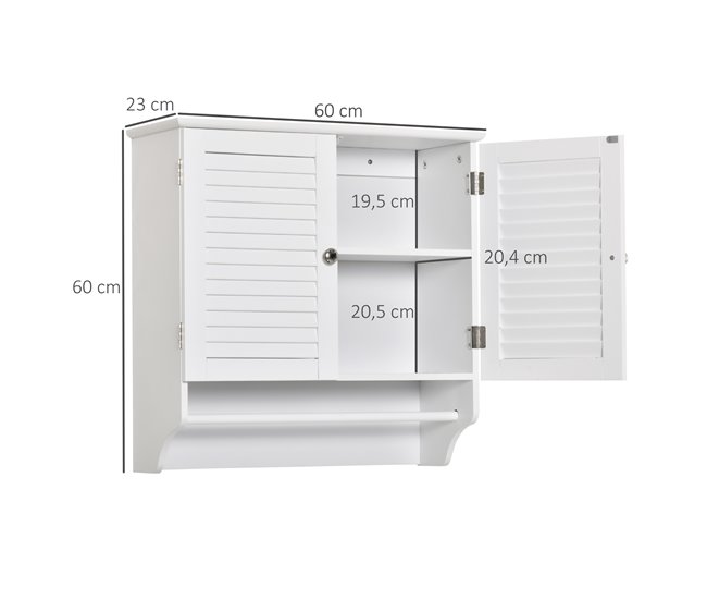 Armário Casa de Banho de Parede MDF kleankin 60 Branco