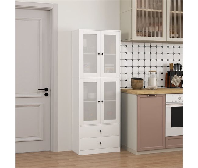 Armário de Cozinha Melamina de Madeira HOMCOM, casa - cozinha Branco