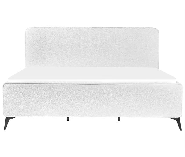 Beliani Cama com estrado Bouclé VALOGNES 192x220 Branco