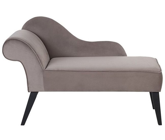 Beliani Chaise longue versão à esquerda Veludo BIARRITZ Cinza Escuro