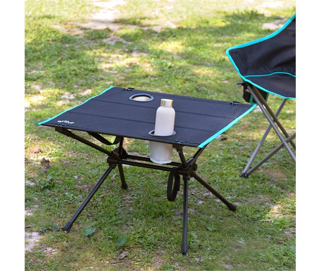 Aktive Mesa de acampamento dobrável com porta-copos Preto