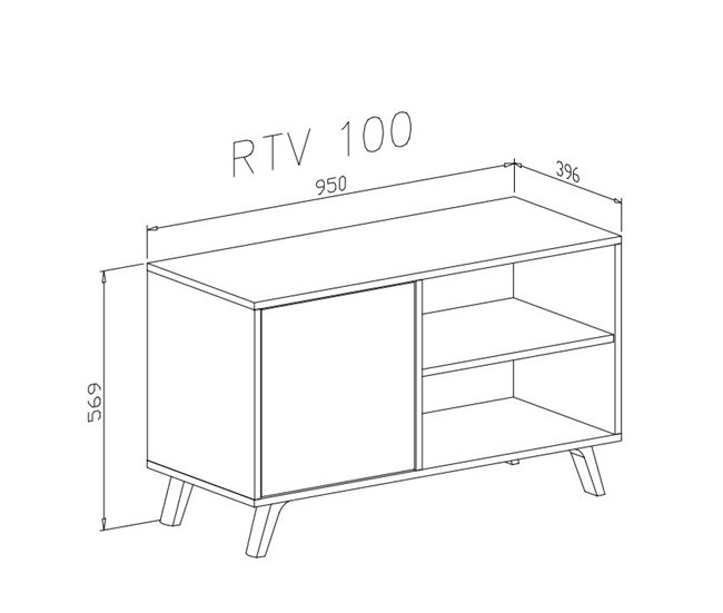  Móvel de TV para sala de estar - 57 x 95 x 40 cm - TV de 32/40 95 Cimento