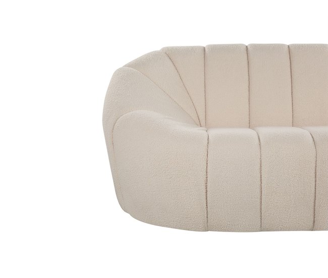 Beliani Sofá de 3 plazas Bouclé LOMMA Branco