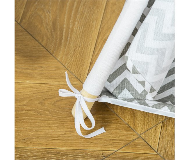 Tenda Tipi Infantil Madeira de Pinho, Poliéster e Algodão HOMCOM Cinza