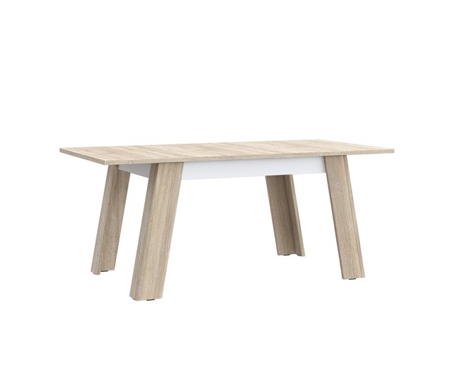 Mesa extensível de jantar AKRON Branco/ Madeira