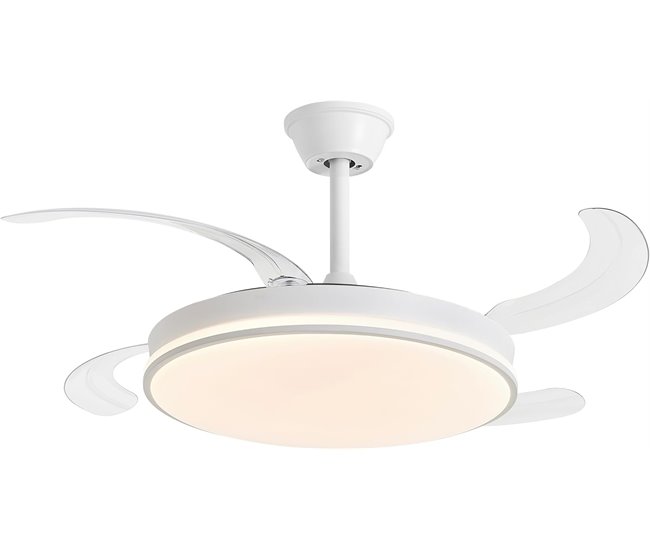 Dupi ventilador de teto led cosmos | motor dc silencioso | função verão e inverno | 6 velocidades | programável | lâminas retráteis | controle remoto | branco