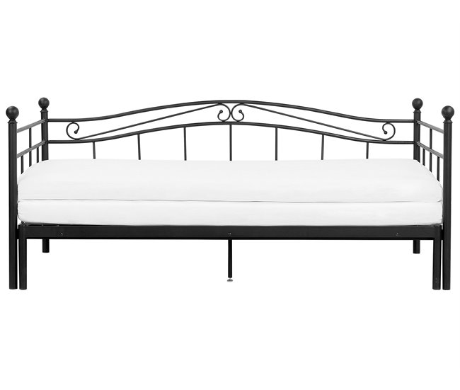 Beliani Cama com estrado Metal TULLE 102x209 Preto