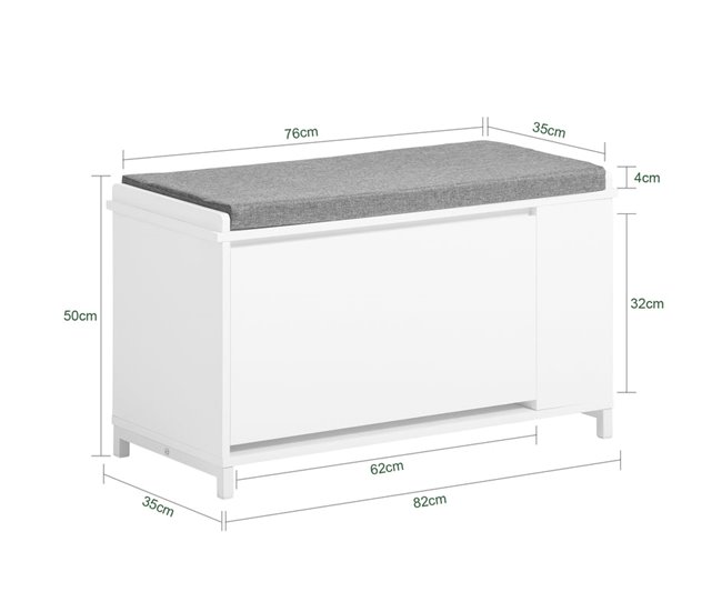 Banco para sapatos com 1 aba FSR105-W SoBuy Branco