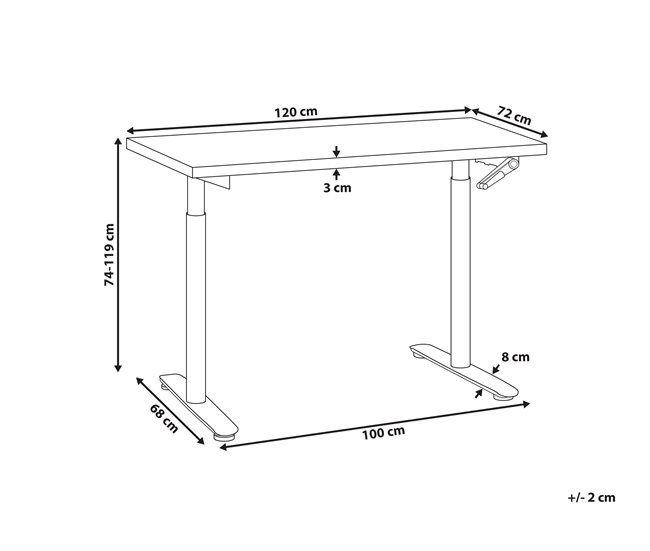 Beliani Secretária ajustável DESTIN IV 120x72 Branco