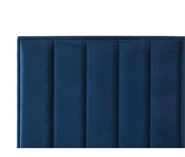 Beliani Cama com estrado Veludo SEZANNE 170x215 Azul Marino