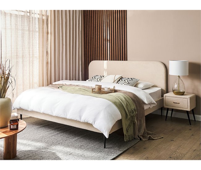 Beliani Cama com estrado Bouclé FLAYAT 193x215 Bege