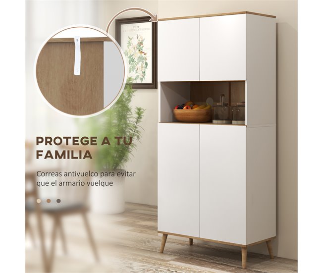 Armário de Cozinha Melamina de Madeira HOMCOM, casa - cozinha Branco