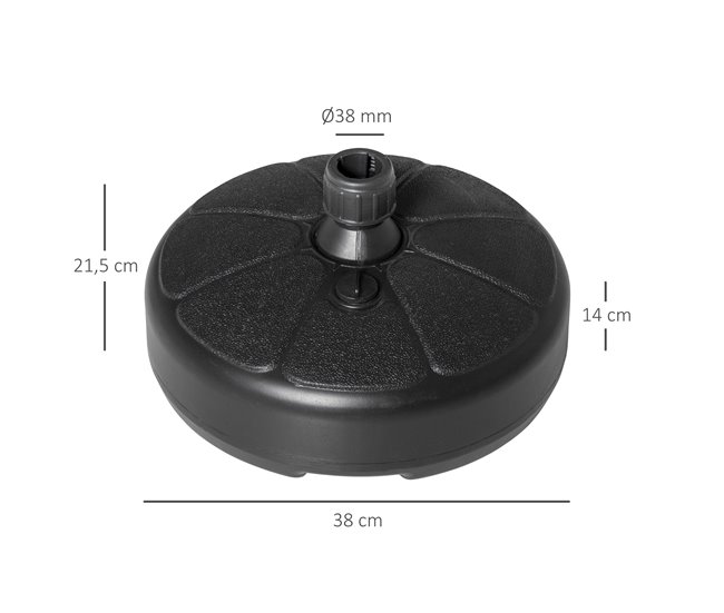Base Chapéu de Sol HDPE Outsunny 38x38 Preto
