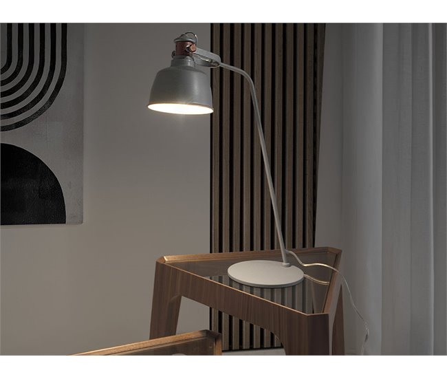 ANGEL CERDA Candeeiro de mesa em aço cinzento e pormenores em bronze Cinza