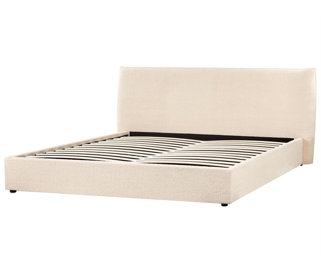 Beliani Cama baú Bouclé LAVAUR 203x220 Bege