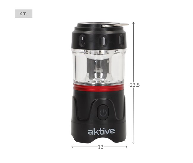 Aktive Lanterna LED 3 em 1 com tripé, USB e powerbank 220 lúmenes Preto