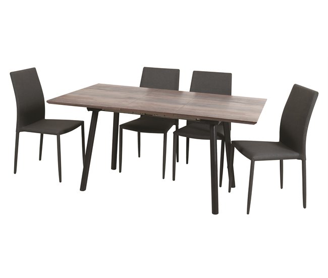 Conjunto de mesa e quatro cadeiras LOTTO wengué Wengue