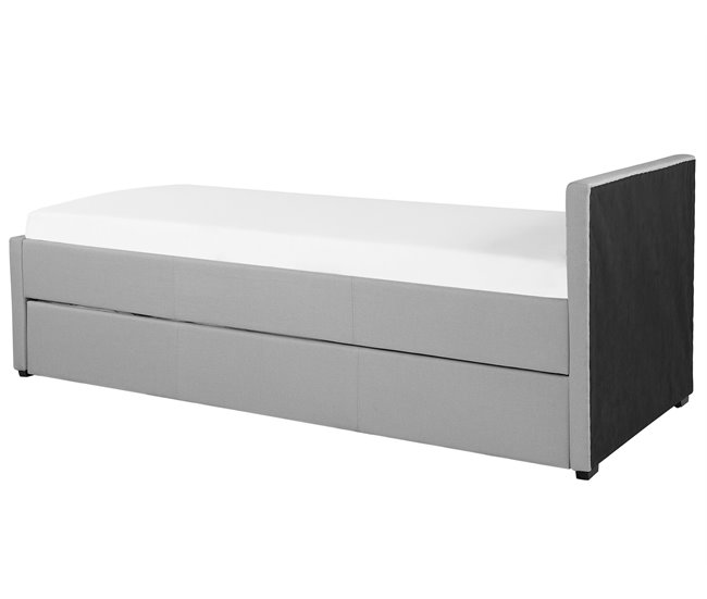 Beliani Cama com estrado Poliéster MARMANDE 96x214 Azul Marino