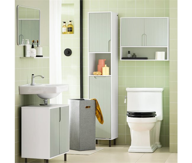 Móvel de casa de banho com 1 cesto BZR137-GR SoBuy Verde