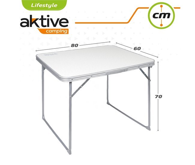 Conjunto de mesa dobrável e 2 cadeiras Aktive Camping Branco
