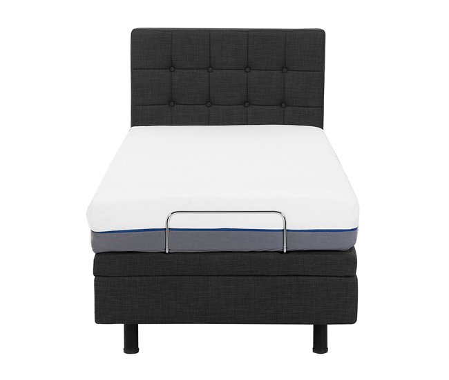 Beliani Cama ajustável Poliéster DUKE 82x216 Cinza Claro