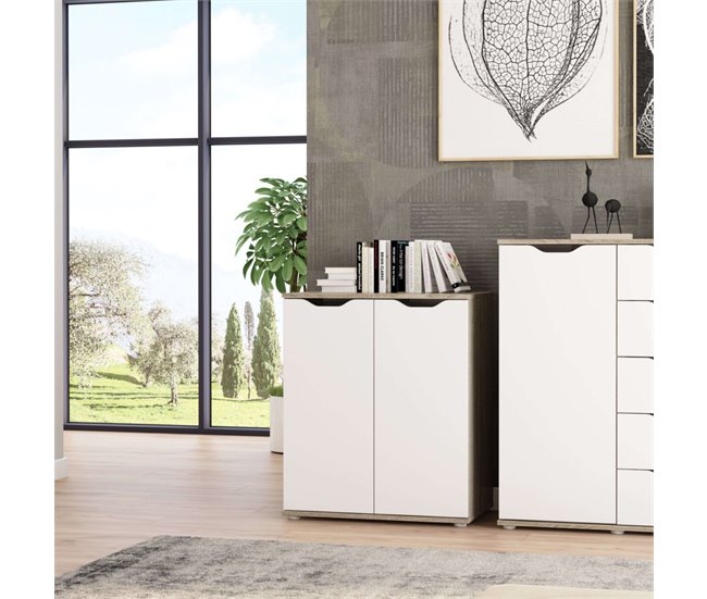 Aparador moderno para sala de estar com 2 portas dobráveis Multicor